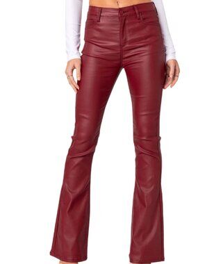 Edikted Luna Faux Leather Flare Pants